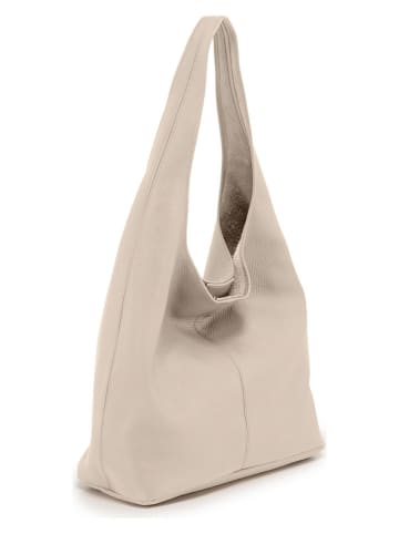 Lucca Baldi Leder-Schultertasche "Tarquinia" in Beige - (B)32 x (H)32 x (T)16 cm