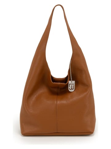 Lucca Baldi Leder-Schultertasche "Tarquinia" in Hellbraun - (B)32 x (H)32 x (T)16 cm