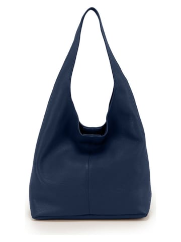 Lucca Baldi Leder-Schultertasche "Tarquinia" in Dunkelblau - (B)32 x (H)32 x (T)16 cm
