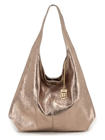 Lucca Baldi Leder-Schultertasche "Terracina" in Hellbraun - (B)32 x (H)32 x (T)16 cm