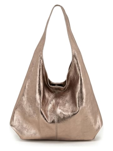 Lucca Baldi Leder-Schultertasche "Terracina" in Hellbraun - (B)32 x (H)32 x (T)16 cm