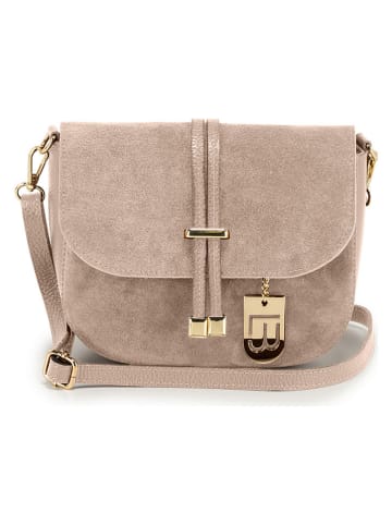 Lucca Baldi Leren schoudertas "Varallo" taupe - (B)21 x (H)18 x (D)8 cm