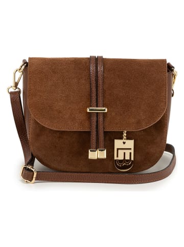 Lucca Baldi Leder-Umhängetasche "Varallo" in Braun - (B)21 x (H)18 x (T)8 cm