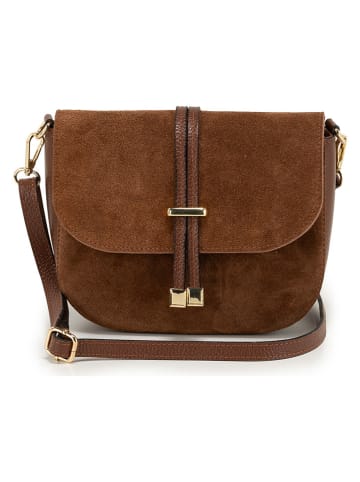 Lucca Baldi Leder-Umhängetasche "Varallo" in Braun - (B)21 x (H)18 x (T)8 cm