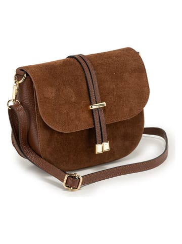 Lucca Baldi Leder-Umhängetasche "Varallo" in Braun - (B)21 x (H)18 x (T)8 cm