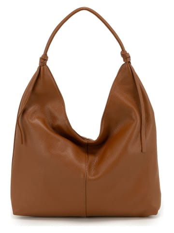 Lucca Baldi Leren schoudertas "Taranto" cognackleurig - (B)44 x (H)32 x (D)5 cm