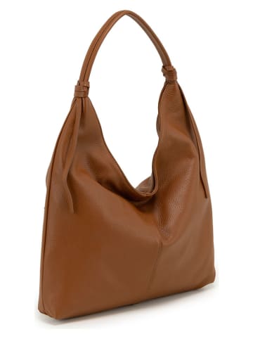 Lucca Baldi Skórzana torebka "Taranto" w kolorze jasnobrązowym - 44 x 35 x 2 cm