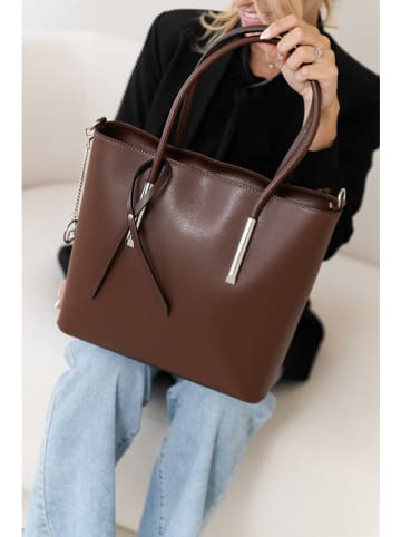 Lia Biassoni Leren schoudertas "Mallero" donkerbruin - (B)32 x (H)30 x (D)12 cm