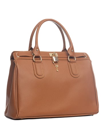 Lia Biassoni Leren handtas "Nure" cognackleurig - (B)36 x (H)28 x (D)18 cm