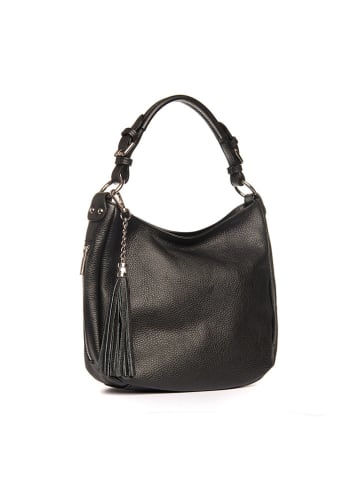 Lia Biassoni Leren schoudertas "Monate" zwart - (B)36 x (H)26 x (D)10 cm