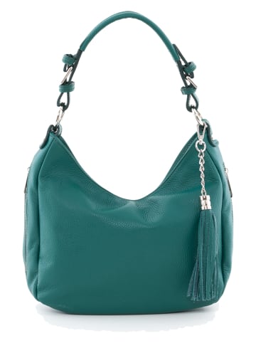 Lia Biassoni Leren schoudertas "Monate" turquoise - (B)36 x (H)26 x (D)10 cm