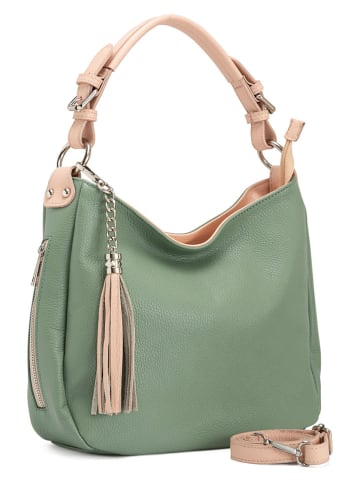 Lia Biassoni Skórzana torebka "Garga" w kolorze miętowym - 36 x 26 x 10 cm