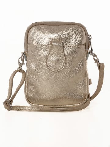 Lia Biassoni Leren smartphonetas "Paglia" goudkleurig - (B)15 x (H)20 x (D)1 cm