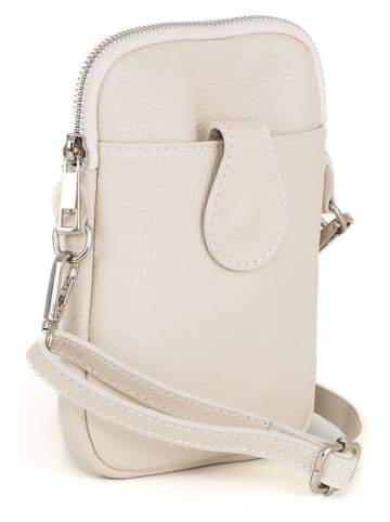 Lia Biassoni Leder-Handytasche "Paglia" in Creme - (B)15 x (H)20 x (T)1 cm