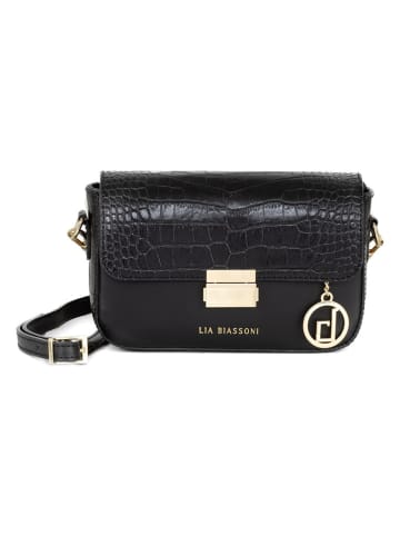 Lia Biassoni Leren schoudertas "Ruga" zwart - (B)21 x (H)14 x (D)5 cm