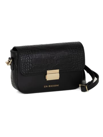 Lia Biassoni Leren schoudertas "Ruga" zwart - (B)21 x (H)14 x (D)5 cm