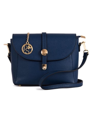 Pia Sassi Leder-Umhängetasche "La Marmora" in Dunkelblau - (B)25 x (H)19 x (T)8 cm