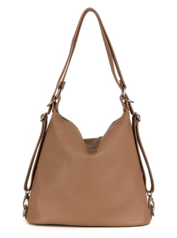 Anna Morellini Leder-Schultertasche "Ylenia" in Hellbraun - (B)39 x (H)30 x (T)16 cm