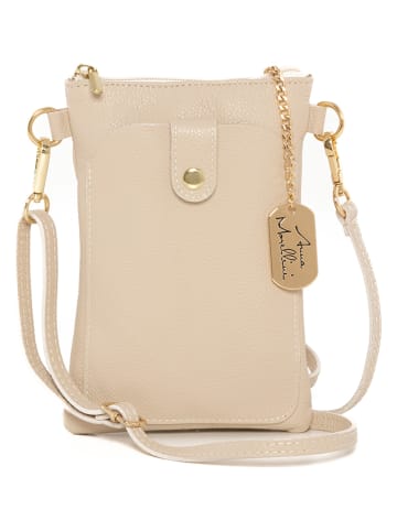 Anna Morellini Leder-Umhängetasche "Erica" in Beige - (B)14 x (H)21 x (T)1 cm