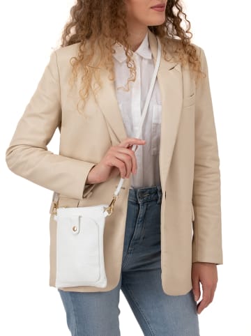 Anna Morellini Leder-Umhängetasche "Erica" in Weiß - (B)14 x (H)21 x (T)1 cm