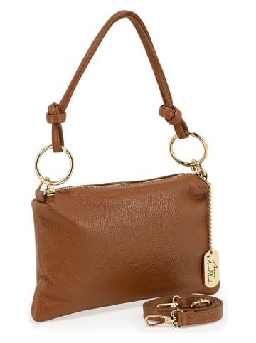 Anna Morellini Leren schoudertas "Erenza" cognackleurig - (B)25,5 x (H)16 x (D)2 cm