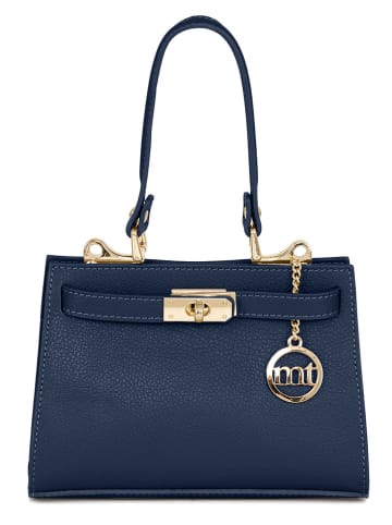 Mia Tomazzi Leren handtas "Zacconi" donkerblauw - (B)24 x (H)14 x (D)8 cm