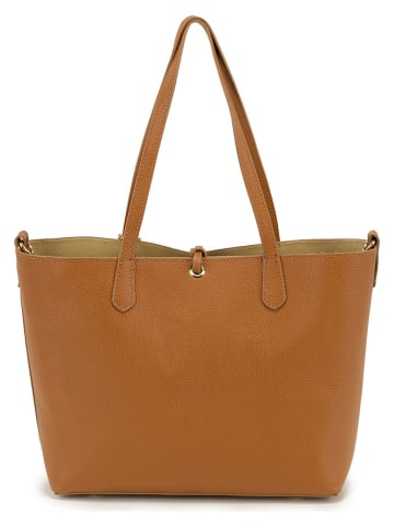 Mia Tomazzi Leder-Shopper "Zanardelli" in Hellbraun - (B)45 x (H)30 x (T)12 cm