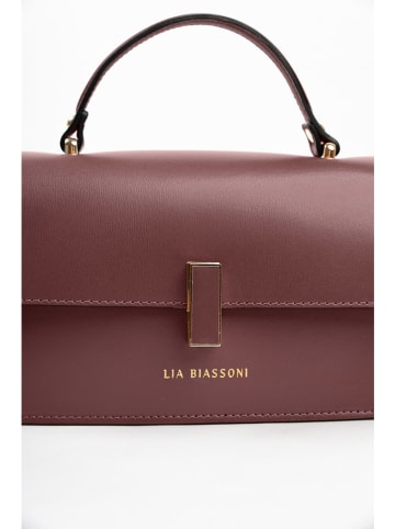 Lia Biassoni Skórzana torebka "Fegana" w kolorze bordowym - 20 x 14 x 8 cm