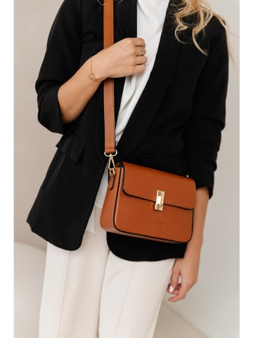 Lia Biassoni Skórzana torebka w kolorze jasnobrązowym - 22 x 16 x 7 cm