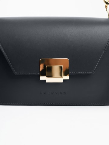 Lia Biassoni Leder-Schultertasche "Roglio" in Schwarz - (B)23 x (H)17 x (T)11 cm