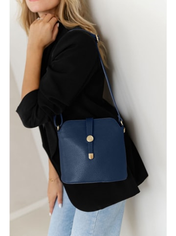 Lia Biassoni Leren schoudertas donkerblauw - (B)24 x (H)22 x (D)10 cm