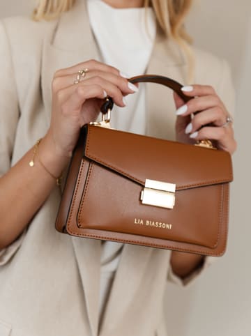Lia Biassoni Leren handtas lichtbruin - (B)20 x (H)14 x (D)7 cm