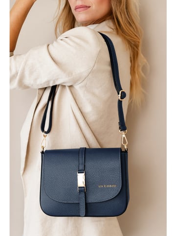 Lia Biassoni Leren schoudertas donkerblauw - (B)24 x (H)18 x (D)8 cm