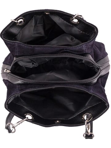 Lia Biassoni Leder-Schultertasche "Alvo" in Dunkelblau - (B)32 x (H)20 x (T)14 cm