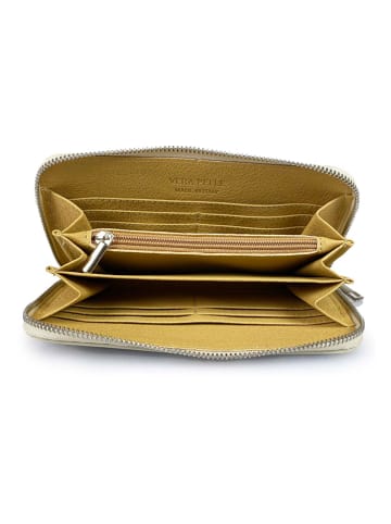 Mila Blu Leren portemonnee "Rovere" crème/blauw - (B)20 x (H)11 x (D)2cm