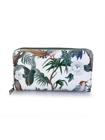 Mila Blu Skórzany portfel "Rovere" w kolorze zielono-białym - 20 x 11 x 2 cm