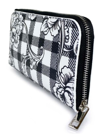 Mila Blu Leder-Geldbörse "Rovere" in Schwarz/ Weiß - (B)20 x (H)11 x (T)2 cm