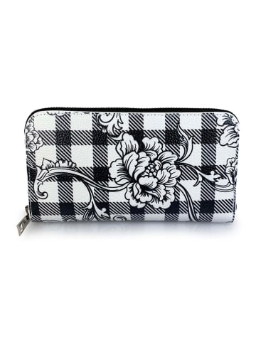 Mila Blu Leren portemonnee "Rovere" zwart/wit - (B)20 x (H)11 x (D)2 cm