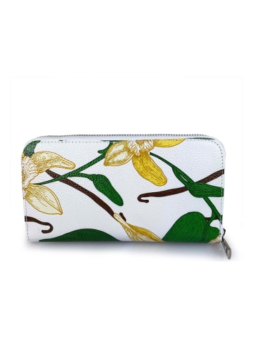 Mila Blu Skórzany portfel "Rovere" w kolorze biało-zielonym - 20 x 11 x 2 cm