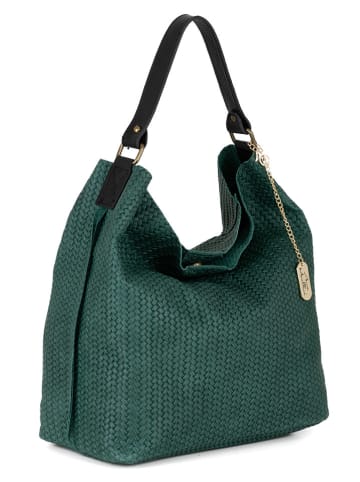 Anna Morellini Leren schoudertas "Sebastiana" groen - (B)38 x (H)36 x (D)14 cm