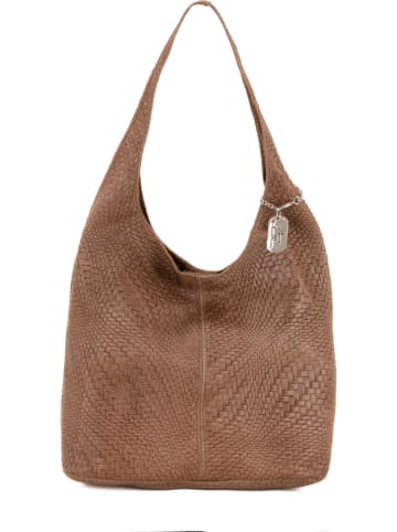 Anna Morellini Leder-Schultertasche "Palladia" in Hellbraun - (B)38 x (H)30 x (T)2 cm