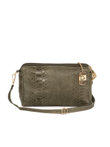 Anna Morellini Leren schoudertas "Luigina" kaki - (B)25 x (H)16 x (D)7 cm