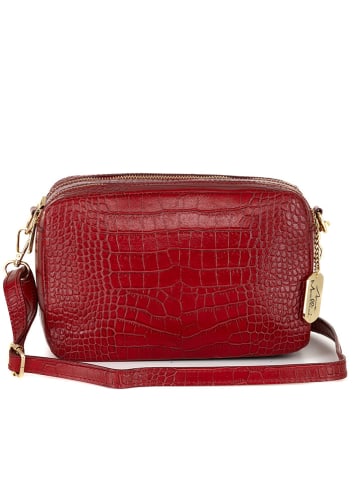 Anna Morellini Leder-Umhängetasche "Donatella" in Rot - (B)25 x (H)16 x (T)9 cm