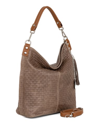 Anna Morellini Leren schoudertas "Adelfina" taupe - (B)33 x (H)31 x (D)16 cm