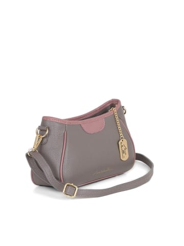 Anna Morellini Leder-Umhängetasche "Manfrina" in Grau - (B)15 x (H)14 x (T)9 cm