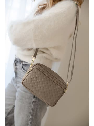 Anna Morellini Leder-Umhängetasche "Colomba" in Taupe - (B)22 x (H)15 x (T)10 cm