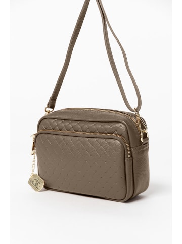 Anna Morellini Leder-Umhängetasche "Colomba" in Taupe - (B)22 x (H)15 x (T)10 cm