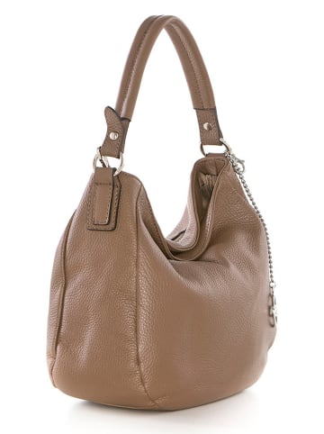 Mia Tomazzi Leder-Schultertasche "Molise" in Hellbraun - (B)30 x (H)20 x (T)8 cm