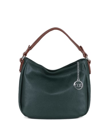 Mia Tomazzi Leder-Schultertasche "Molise" in Dunkelgrün - (B)30 x (H)20 x (T)8 cm