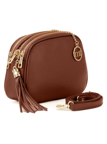 Mia Tomazzi Leren schoudertas "Gradisca" lichtbruin - (B)22,5 x (H)16 x (D)7 cm